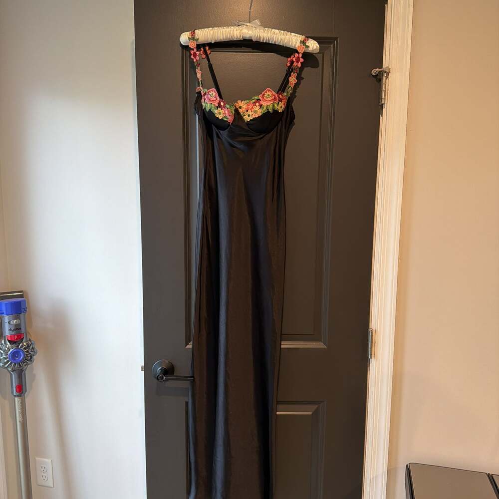 Princess Polly Kenzie Floral Lace Satin Maxi Dress